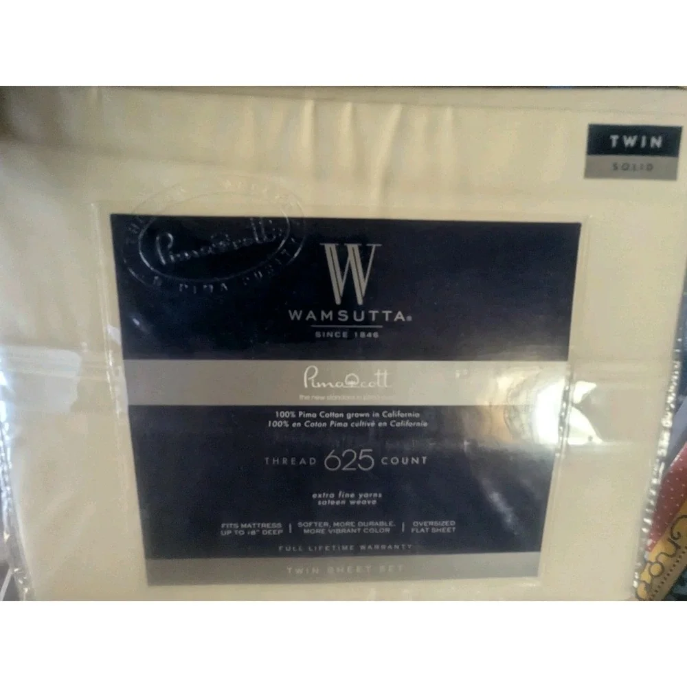 Wamsutta PimaCott 625 Thread Count Twin Sheet Set Ivory 100% Pima Cotton NIP